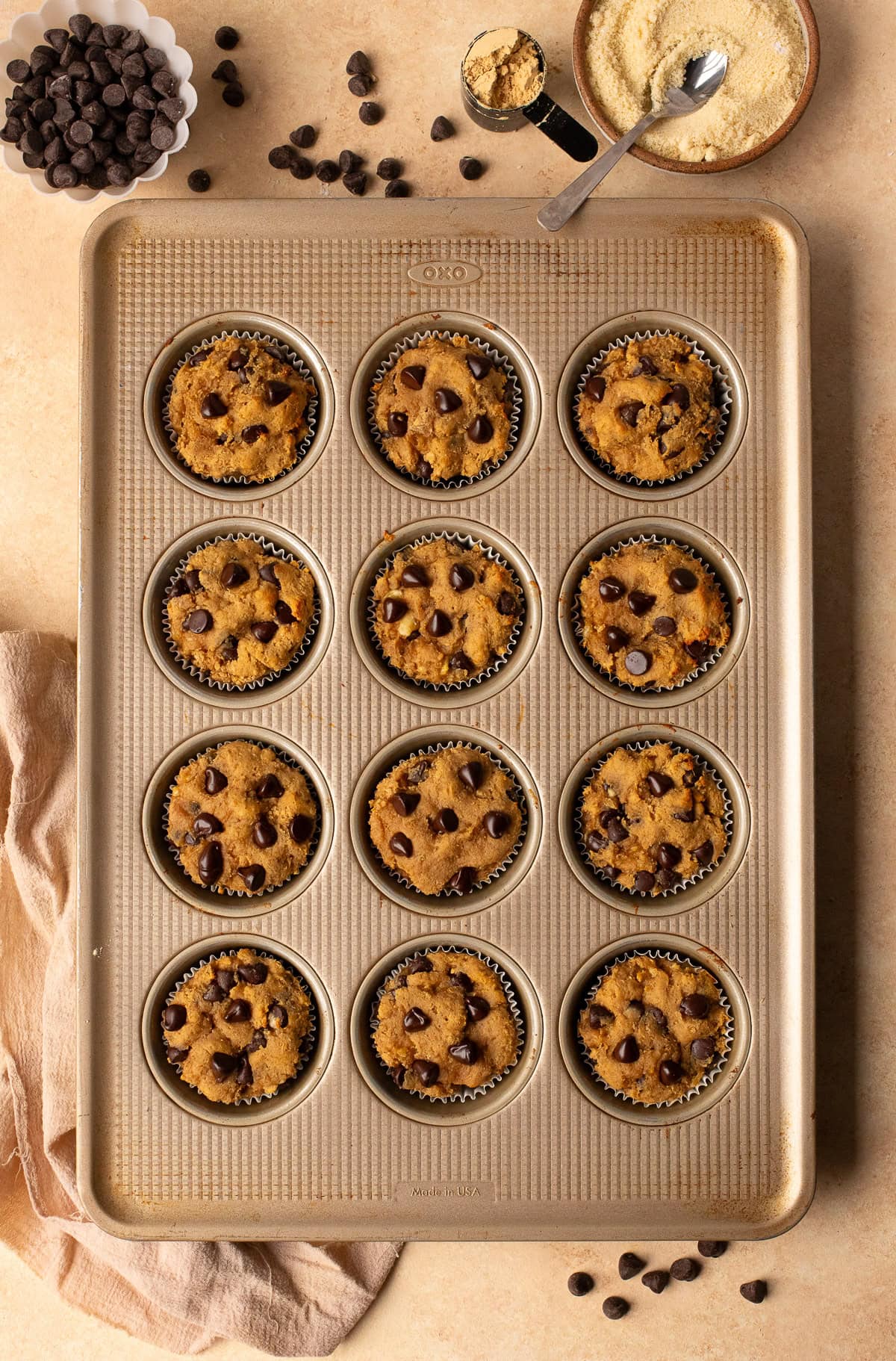 Muffins cooling in pan after baking.