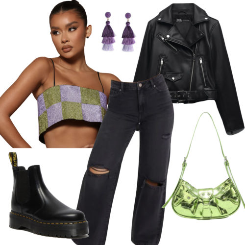 College Madri Gras Party Outfit - theme party, pajama party, foam party, jungle party, fun vibe 