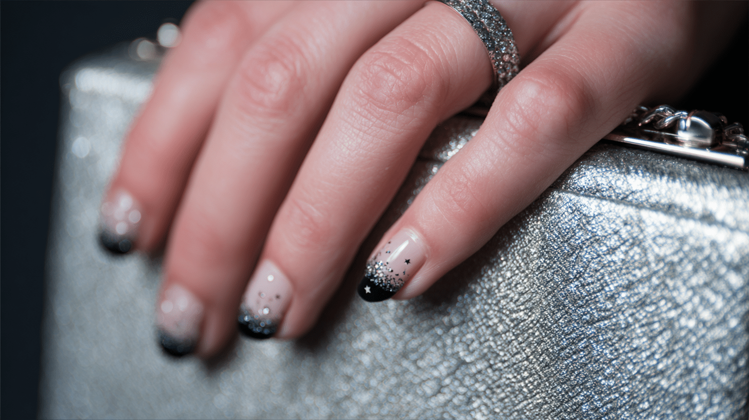 black with silver stars